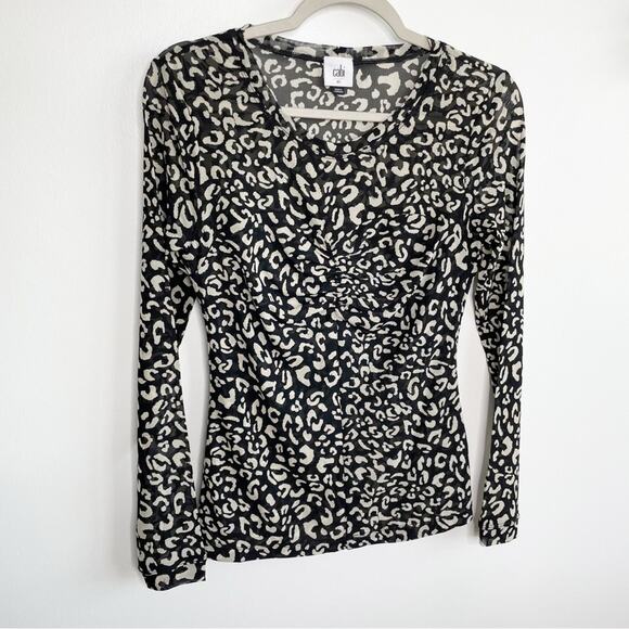 CABI Sweetheart Top Mesh Leopard Print Size XS Style 4163 - Picture 3 of 7